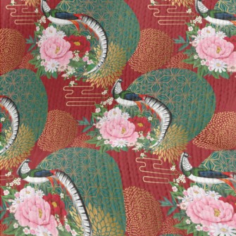 Chinese Style Gorgeous Pheasan Stretch Jersey