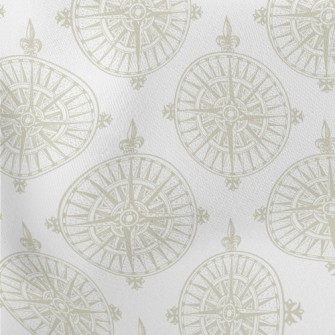 Compass On Vintage Nautical Ma Lightweight Cotton Poplin