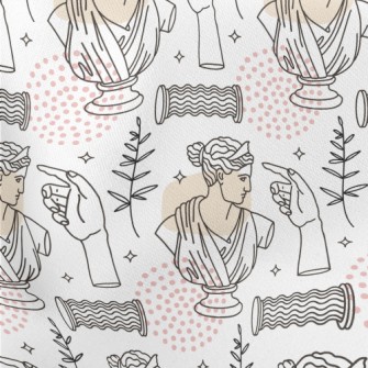 Ancient Greek Sculpture Patter Lightweight Cotton Poplin