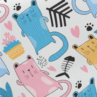 Striped Cats Midweight Cotton Poplin