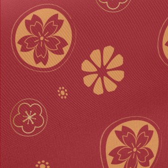 Golden Festive Flowers Midweight Cotton Poplin