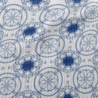Blue Beautiful Tile Texture Birdseye Piqué
