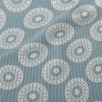 Retro Blue Complex Circle Birdseye Piqué