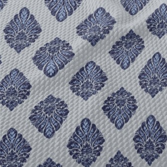 Victorian Blue Damask Birdseye Piqué