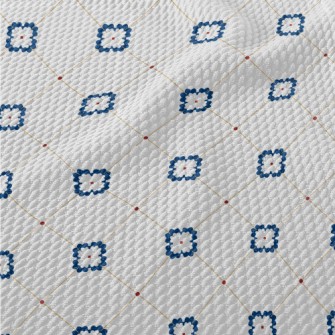 Blue Colored Tile Texture Birdseye Piqué