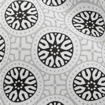 Monochrome Circular Mandala Chiffon