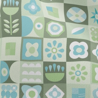 Turquoise Floral Plaid Chiffon