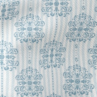 Royal Blue And White Damask Waterproof Canvas