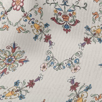 Colorful Retro Floral Geometri Terry