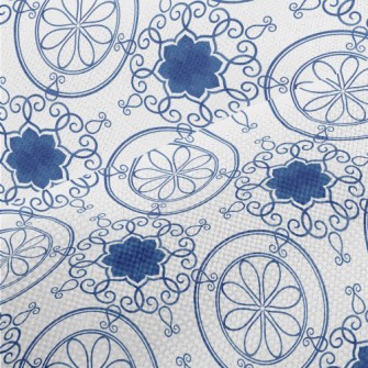 Blue Beautiful Tile Texture Performance Linen