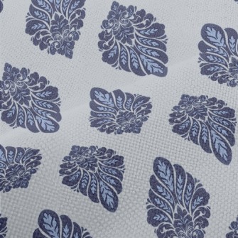 Victorian Blue Damask Performance Linen