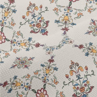 Colorful Retro Floral Geometri Performance Linen