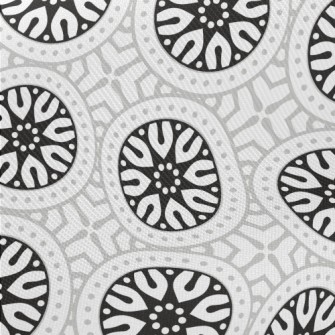 Monochrome Circular Mandala Twill