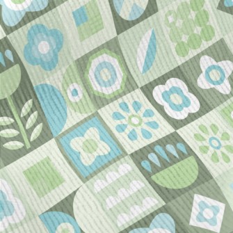 Turquoise Floral Plaid Standard Corduroy
