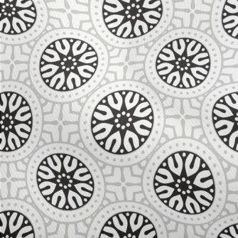 Monochrome Circular Mandala Dobby