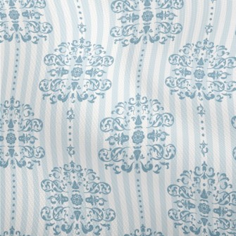 Royal Blue And White Damask Dobby