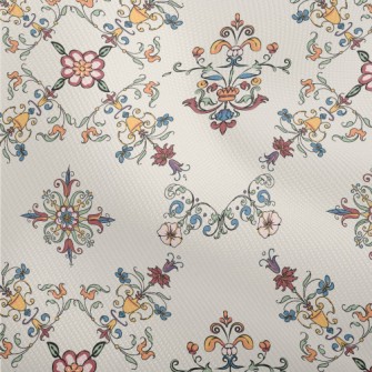 Colorful Retro Floral Geometri Dobby