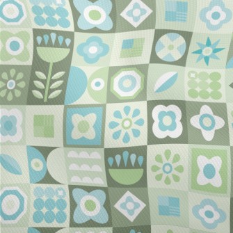 Turquoise Floral Plaid Dobby