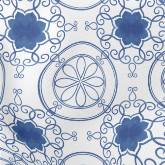 Blue Beautiful Tile Texture Stretch Ponte
