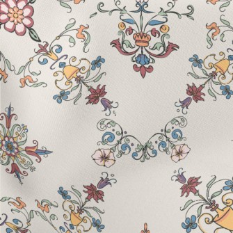 Colorful Retro Floral Geometri Stretch Ponte