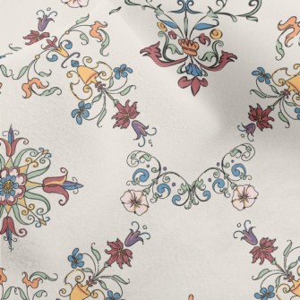 Colorful Retro Floral Geometri Micro Fleece