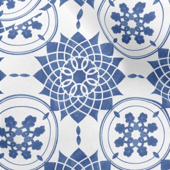 Blue Tile Flower Micro Fleece