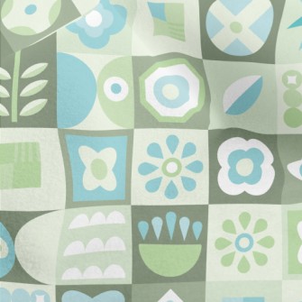 Turquoise Floral Plaid Micro Fleece