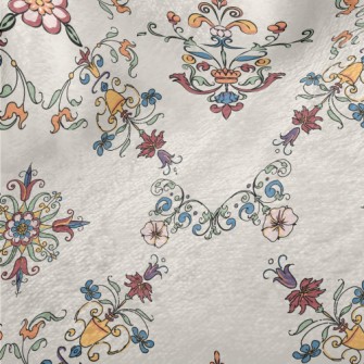 Colorful Retro Floral Geometri Minky