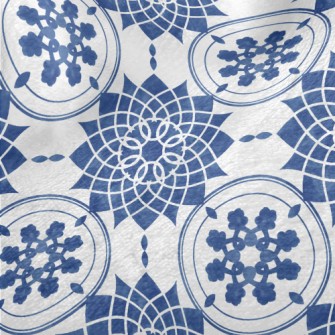 Blue Tile Flower Minky