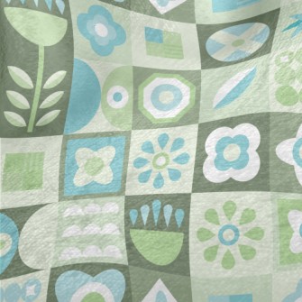 Turquoise Floral Plaid Minky