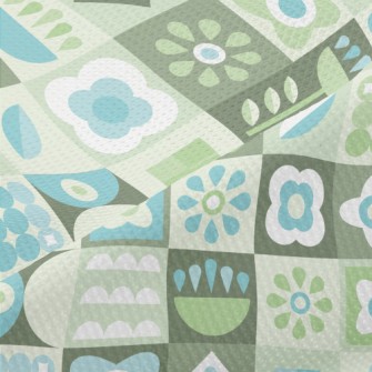 Turquoise Floral Plaid Piqué