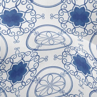 Blue Beautiful Tile Texture Lightweight Performance Linen