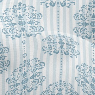 Royal Blue And White Damask Lightweight Performance Linen