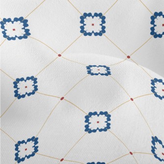 Blue Colored Tile Texture Lightweight Performance Linen