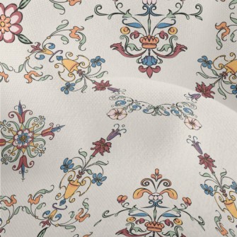 Colorful Retro Floral Geometri Lightweight Performance Linen