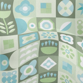 Turquoise Floral Plaid Lightweight Performance Linen