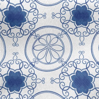 Blue Beautiful Tile Texture Jersey Backed Fleece