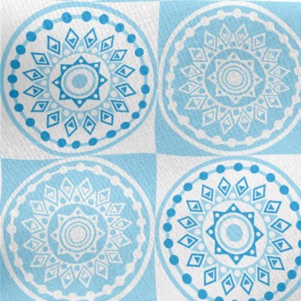 Light Blue Mandala Jersey Backed Fleece