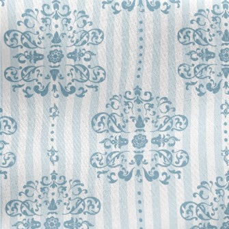 Royal Blue And White Damask Jersey Backed Fleece