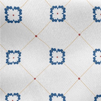 Blue Colored Tile Texture Jersey Backed Fleece