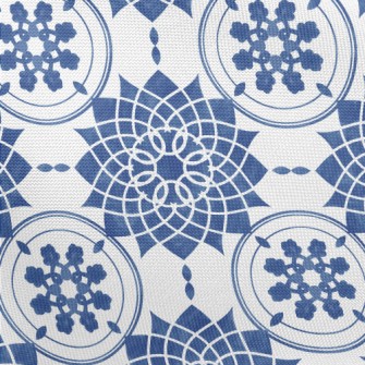 Blue Tile Flower Pongee