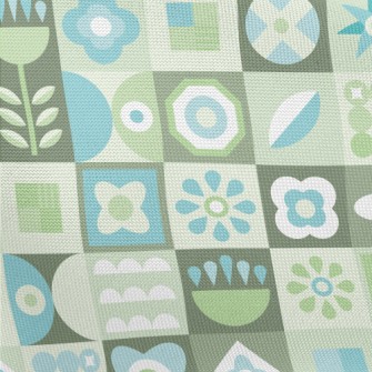 Turquoise Floral Plaid Pongee