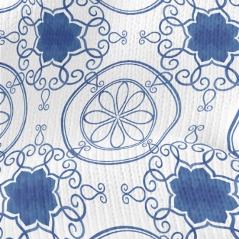 Blue Beautiful Tile Texture Stretch Jersey