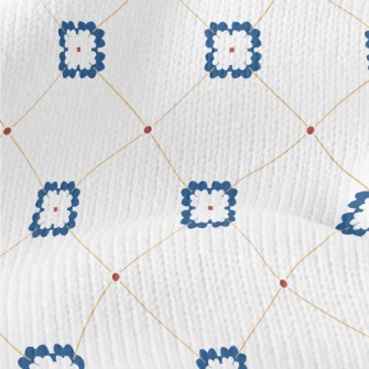 Blue Colored Tile Texture Stretch Jersey