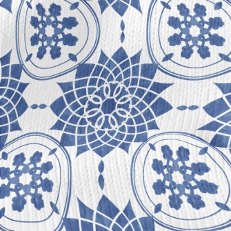 Blue Tile Flower Stretch Jersey