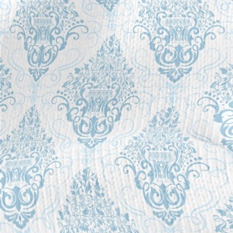 Intricate Blue Damask Stretch Jersey