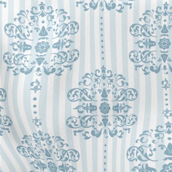 Royal Blue And White Damask Lightweight Cotton Poplin