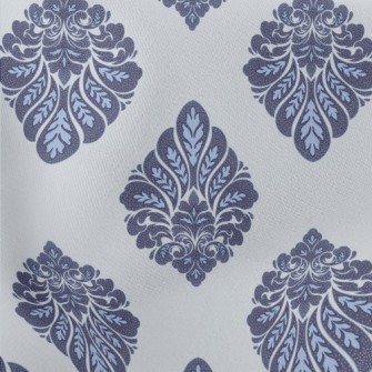 Victorian Blue Damask Lightweight Cotton Poplin