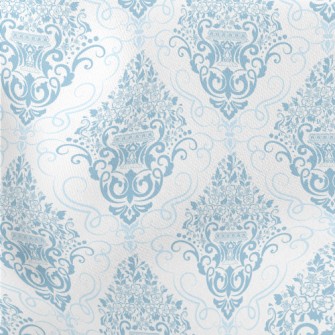 Intricate Blue Damask Lightweight Cotton Poplin