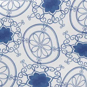 Blue Beautiful Tile Texture Midweight Cotton Poplin